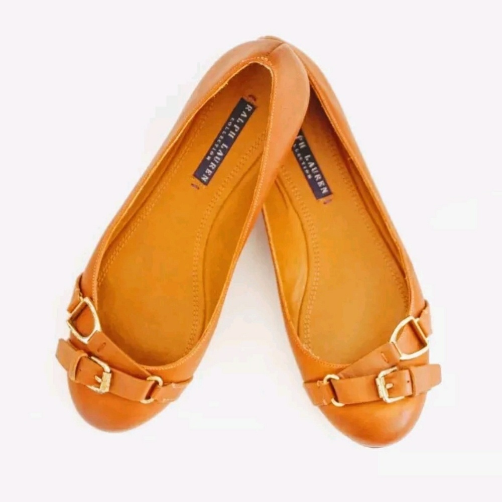 RALPH LAUREN COLLECTION Ballet Flats 6.5 Tan Brown